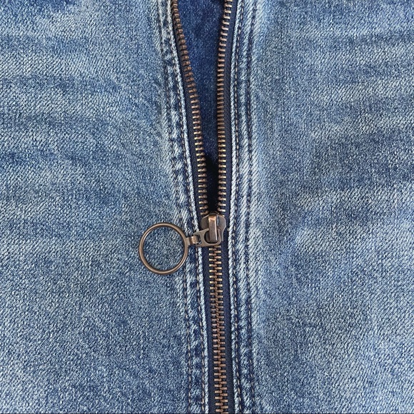 WE THE FREE Free People Zip UP Jean Skirt Copper Blue Size 26 OB841640 - Picture 9 of 10